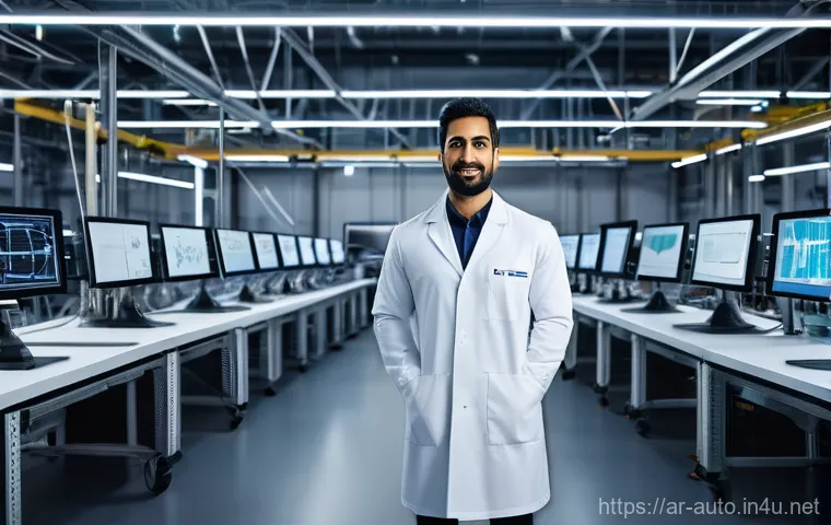 자동화 엔지니어로서의 성장 전략 - **A Vision of a Smart Factory Orchestrated by an Arab Engineer**
"A highly detailed, wide-angle ...