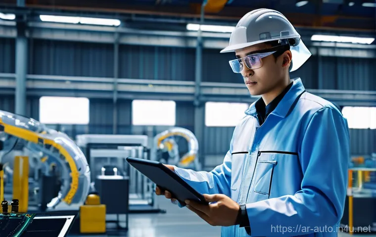 자동화 엔지니어의 직무 변화 - **Prompt:** A male automation engineer, late 20s to early 30s, with a thoughtful and focused express...