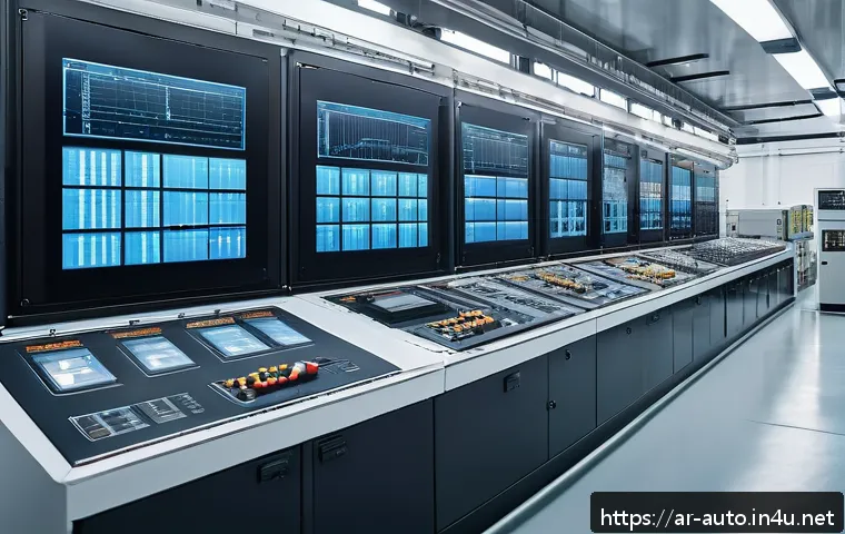 공장자동화 트러블슈팅 사례 모음 - A detailed industrial factory scene showcasing the integration of old and modern automation systems:...